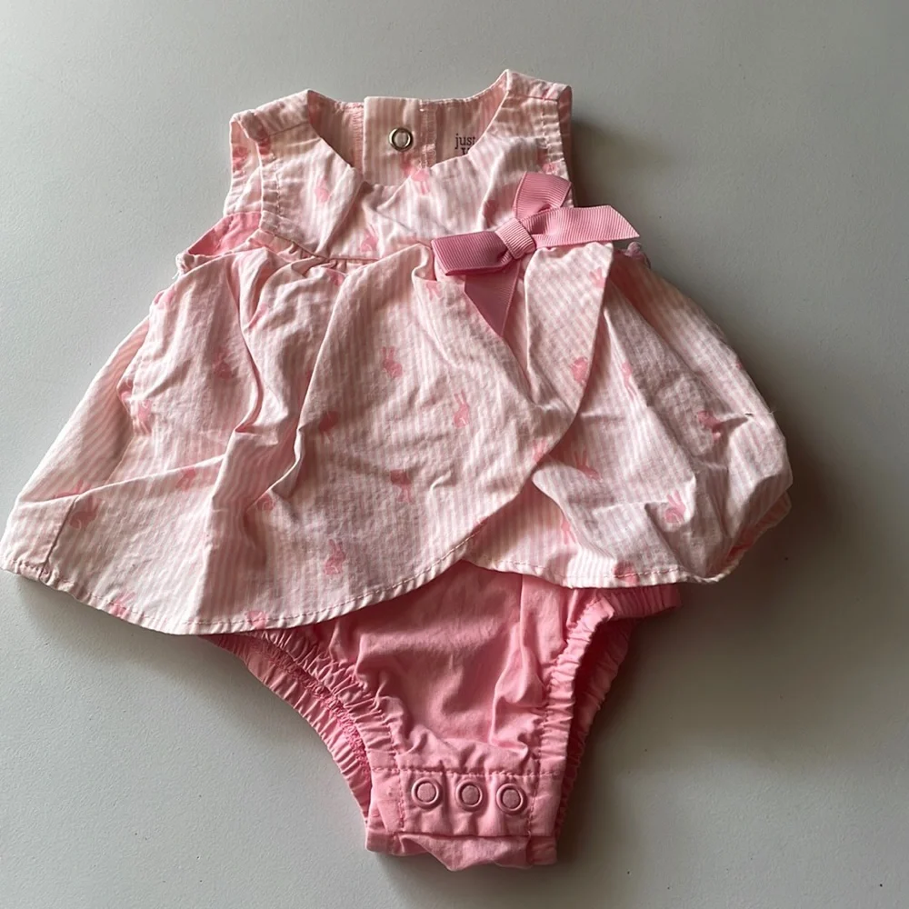 Carters jet one you dress, newborn bunnies pink never wore